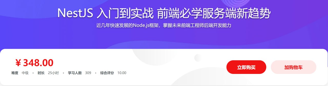 NestJS入门到实战前端必学服务端新趋势 - 带源码课件