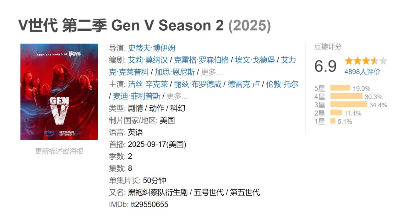 V世代 第二季 Gen V Season 2 (2025) 全8集 英语中字 已完结