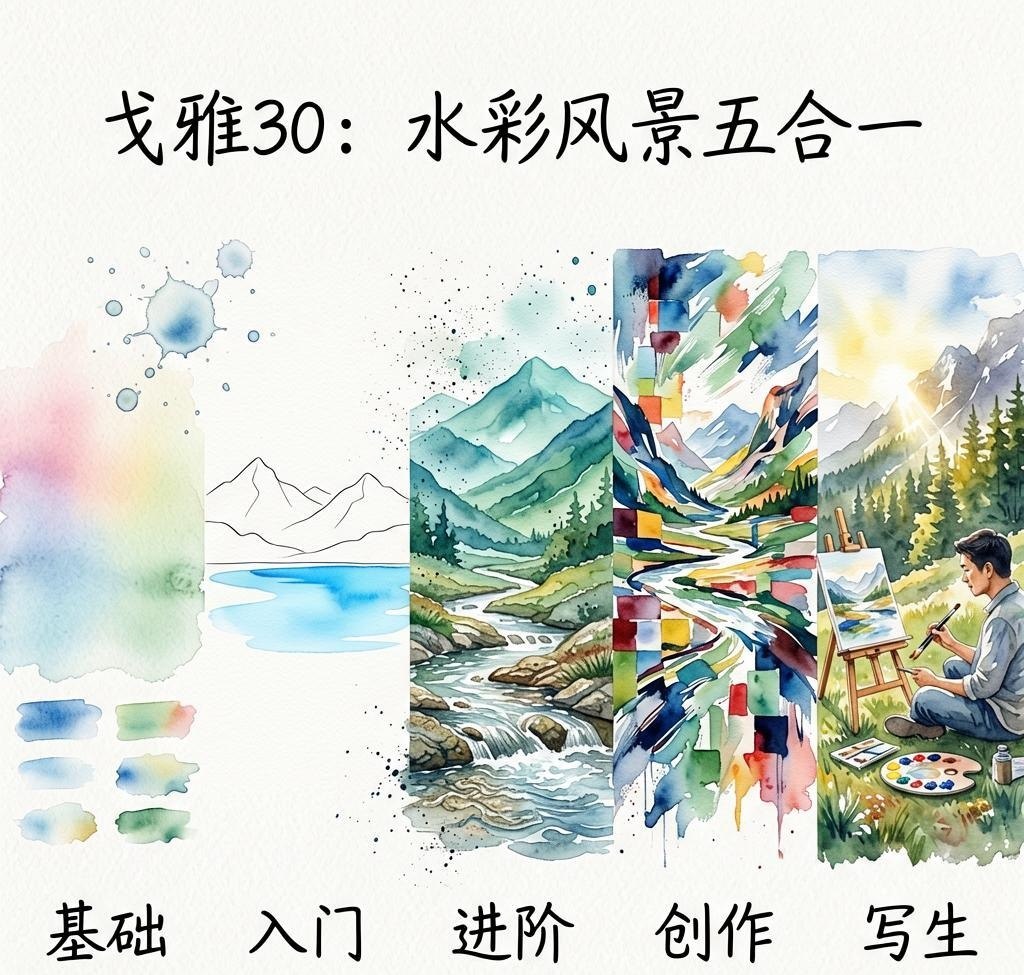 戈雅30《水彩风景五合一 (基础+入门+进阶+创作+写生) 》