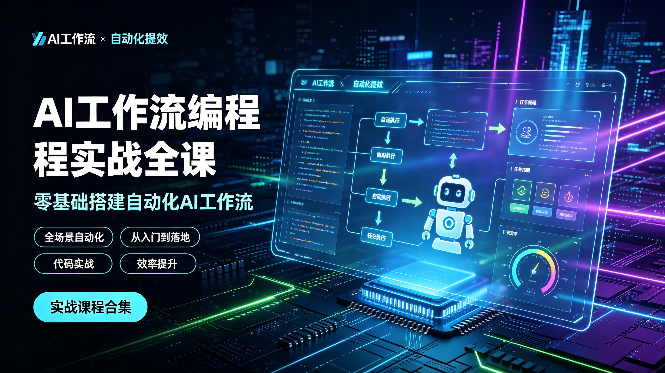 AI工作流编程实战全课，零基础搭建自动化AI工作流，全场景自动化提效落地