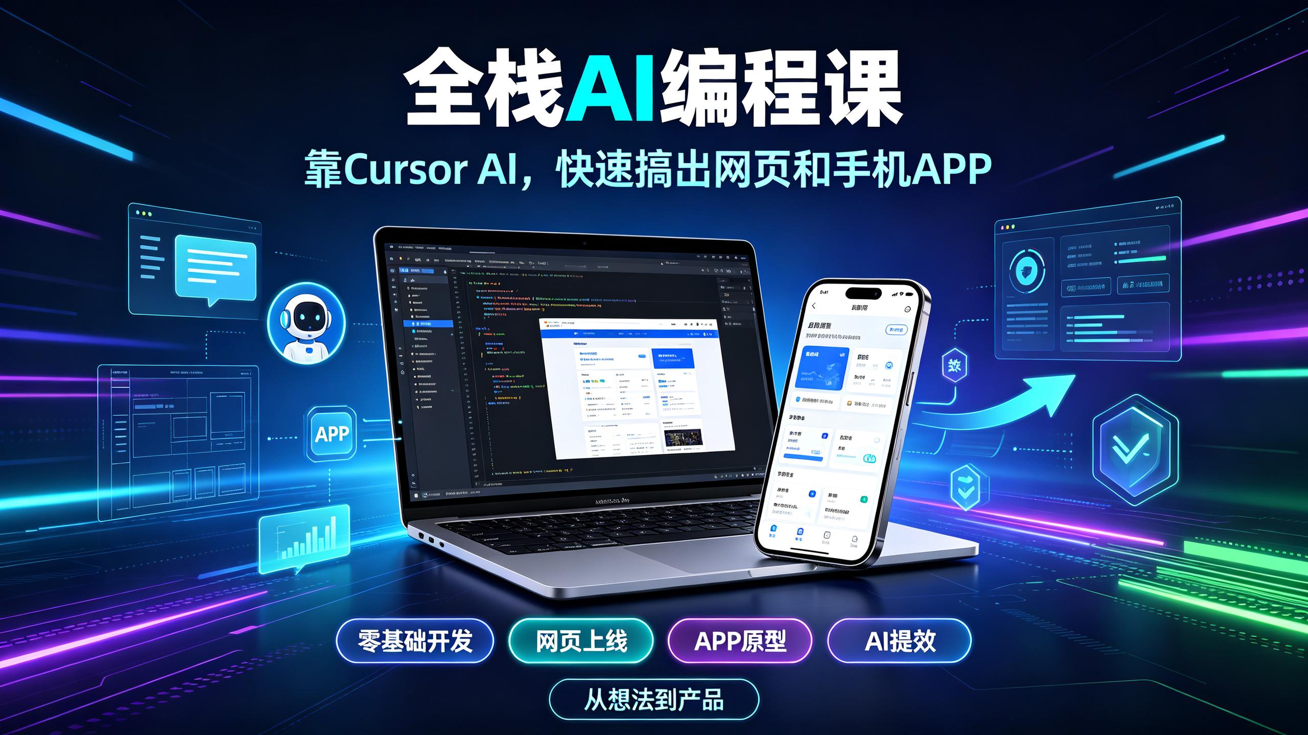 全栈AI编程课:靠Cursor AI,快速搞出网页和手机APP(国外中字)插图 全栈AI编程课:靠Cursor AI,快速搞出网页和手机APP(国外中字)