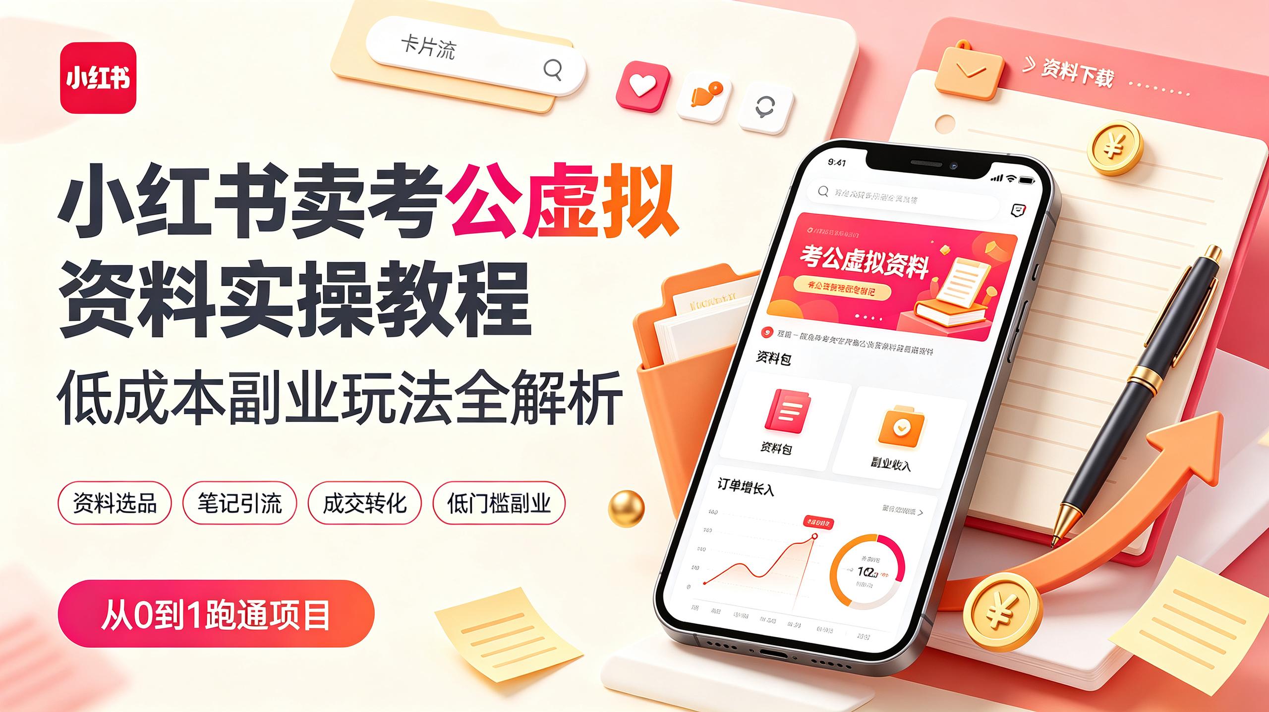 小红书卖考公虚拟资料实操教程,低成本副业玩法全解析插图 小红书卖考公虚拟资料实操教程,低成本副业玩法全解析