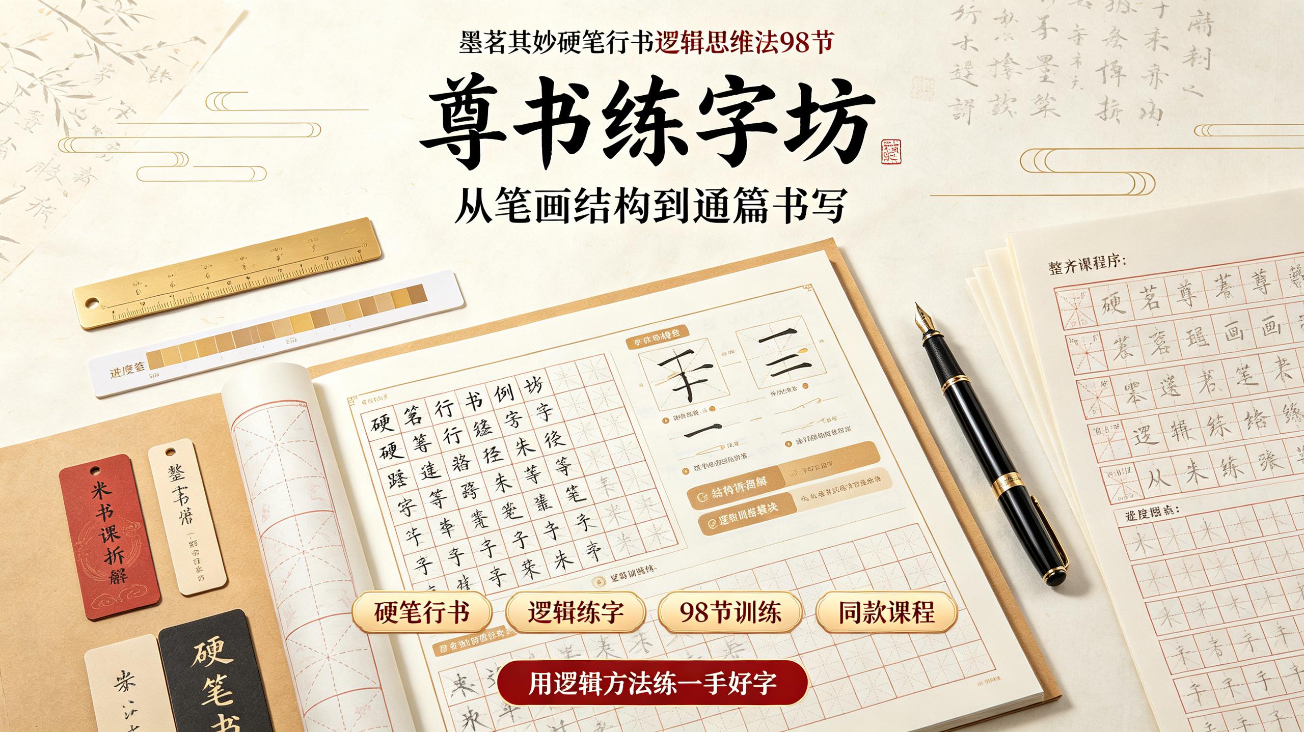 尊书练字坊-抖音同款墨茗其妙硬笔行书逻辑思维法98节插图 尊书练字坊-抖音同款墨茗其妙硬笔行书逻辑思维法98节