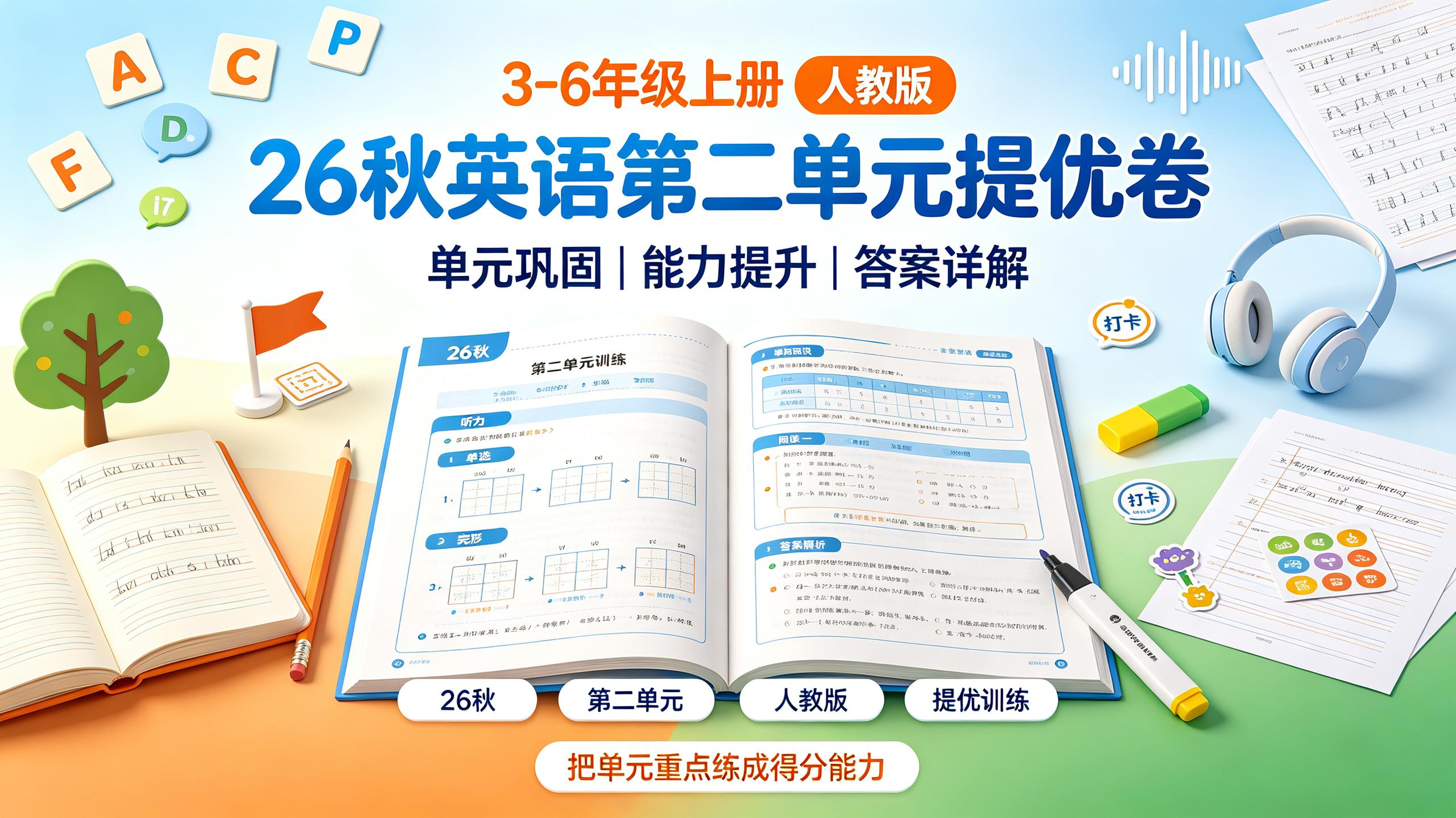 26秋英语第二单元提优卷3-6年级上册人教版插图 26秋英语第二单元提优卷3-6年级上册人教版