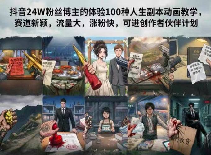 《体验100种人生副本》抖音热门短视频动画赛道，极易起大流量